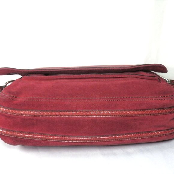 Cartier Marcello Oxblood Suede Snakeskin Python Saddle Shoulder Bag Messenger - Picture 9 of 12